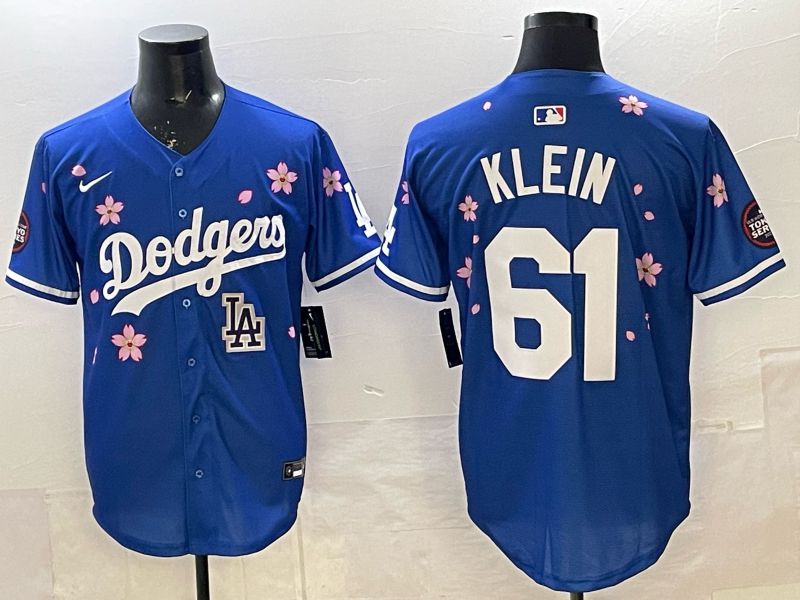 Men 2025 Nike Los Angeles Dodgers #61 Klein Blue Game MLB Jersey 09->los angeles dodgers->MLB Jersey
